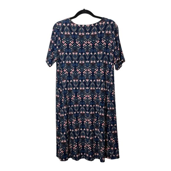 LOFT Floral Jersey A-line Dress Knee Length sz Small Modest  Short Sleeve - Picture 3 of 6